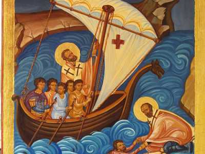 Icona realizzata nella scuola di disegno Il Pavone in cui � raffigurata una scena sacra